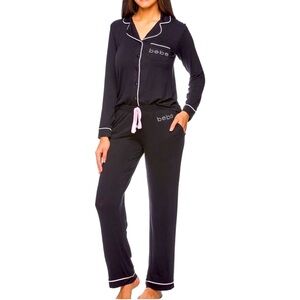 NWT Bebe 2 piece PJ set black and pink, has pockets and bling